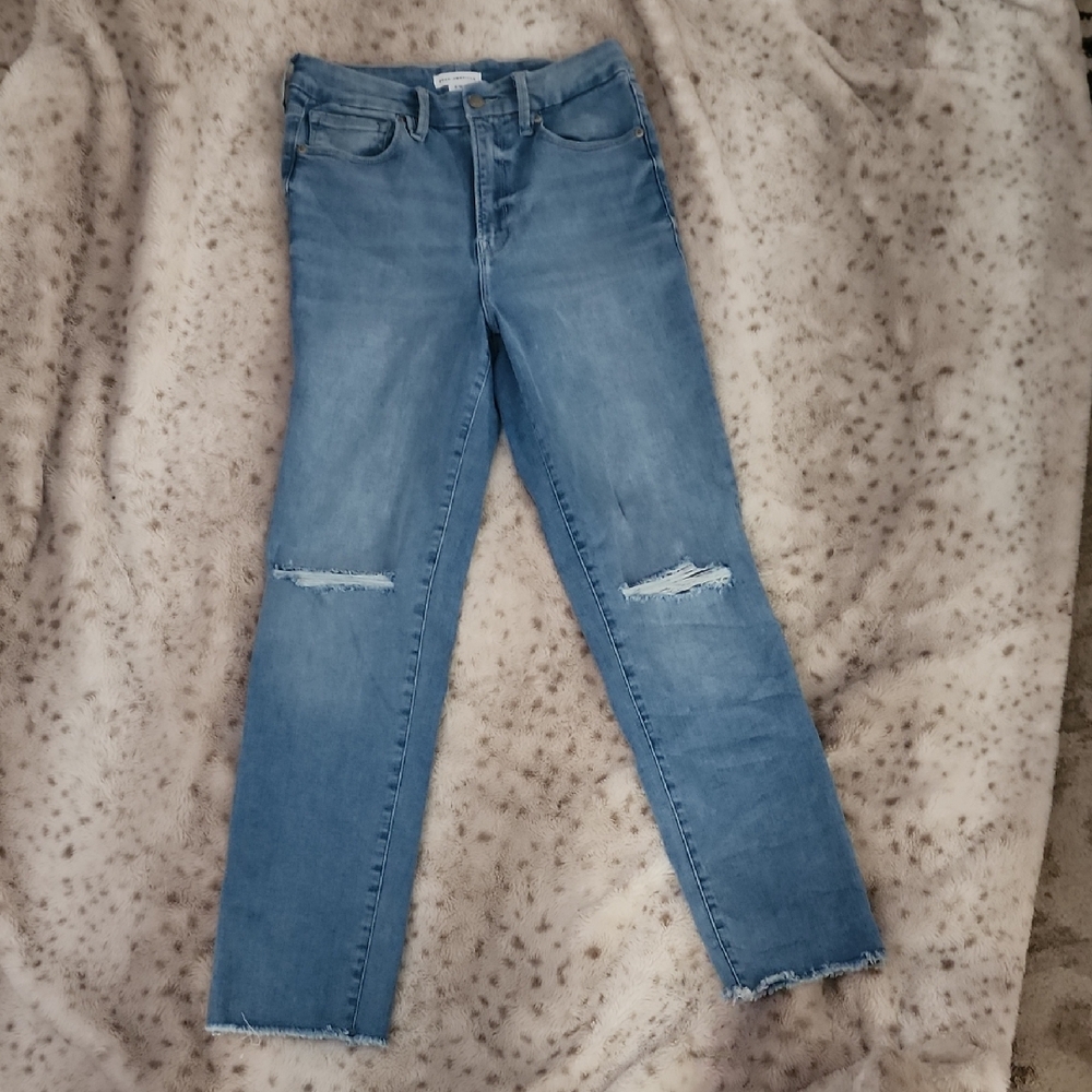Good American Light Blue Distressed Skinny Jeans